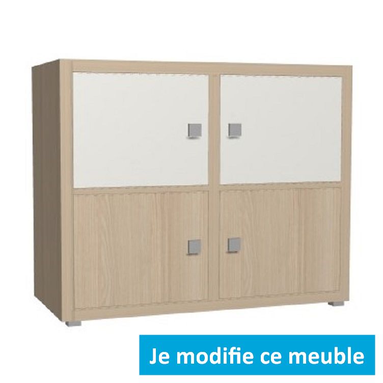 Mueble bajo a medida puertas roble blanco 1 metro