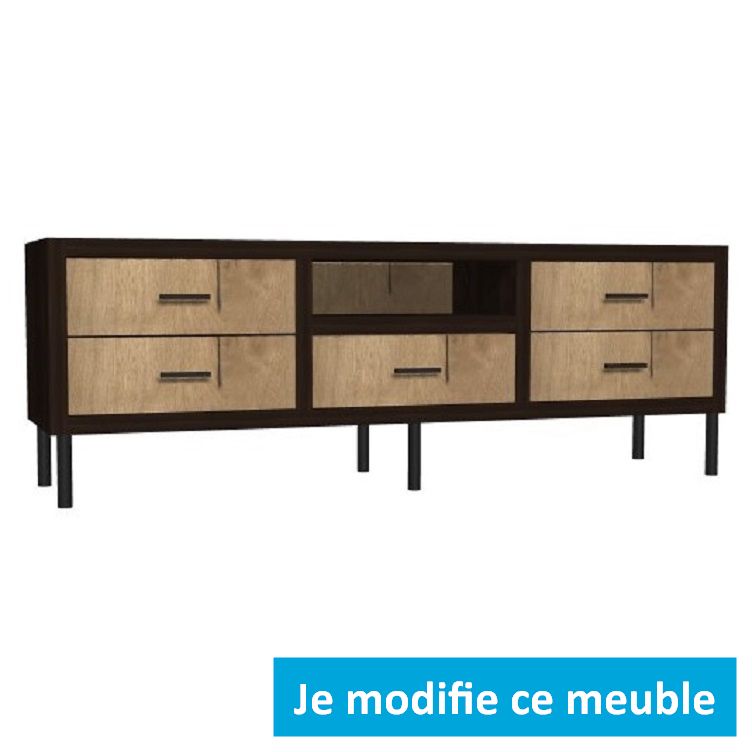 Mueble de TV de roble negro a medida con cajones