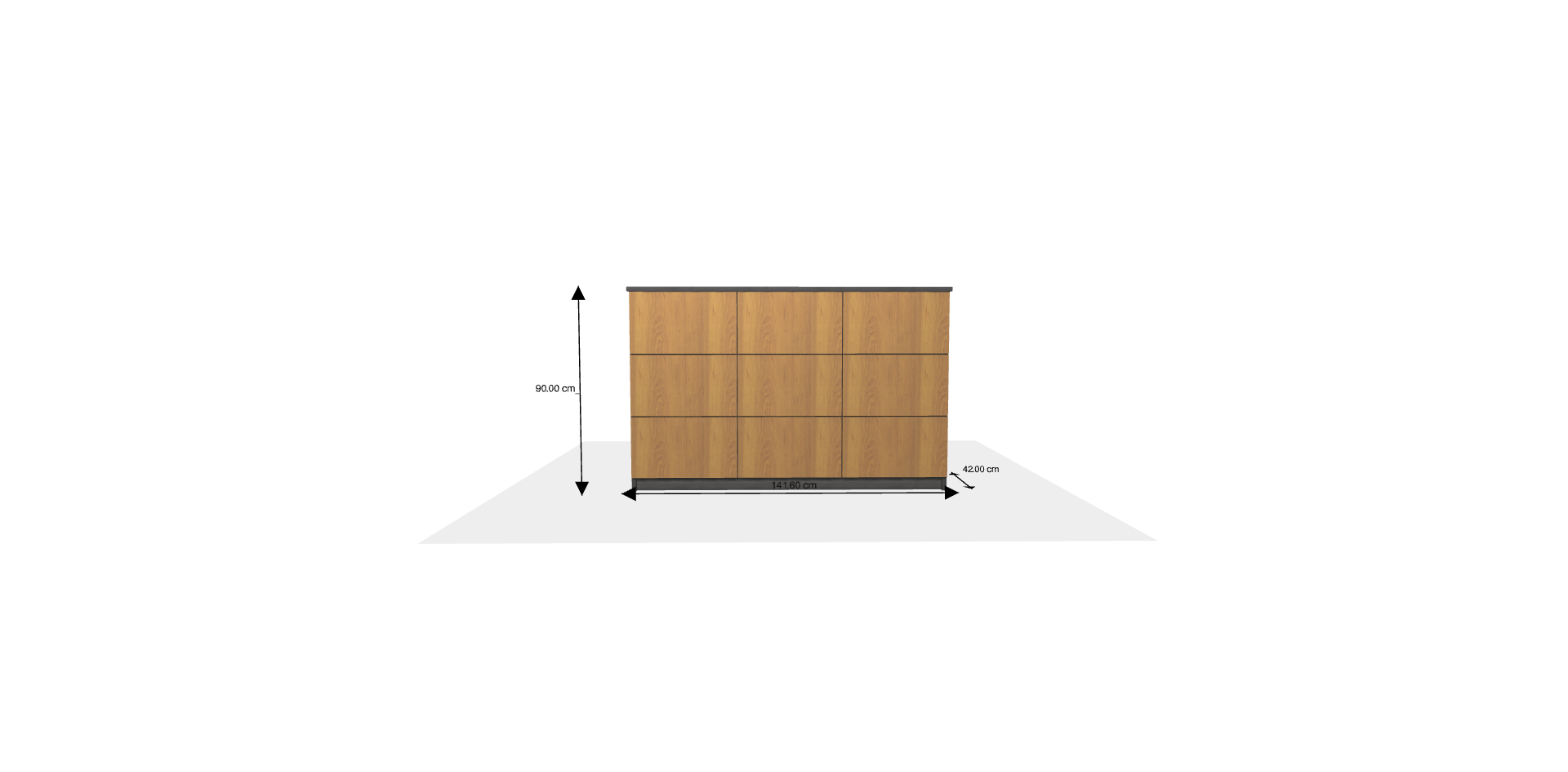 Mueble a medida según su configuración : Comoda - Aparador / Cómoda / Mueble bajo-Dimensions L=139.6 cm H=88.1 cm P=38 cm