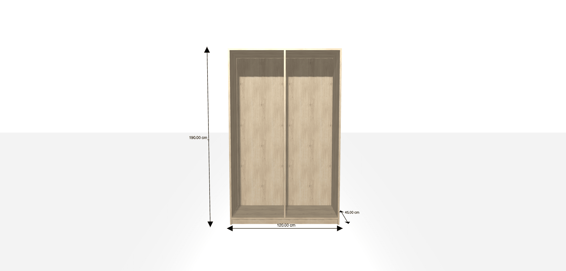 Mueble a medida según su configuración : 454 - Vestidor sin puerta-Dimensions L=120 cm H=190 cm P=45 cm
