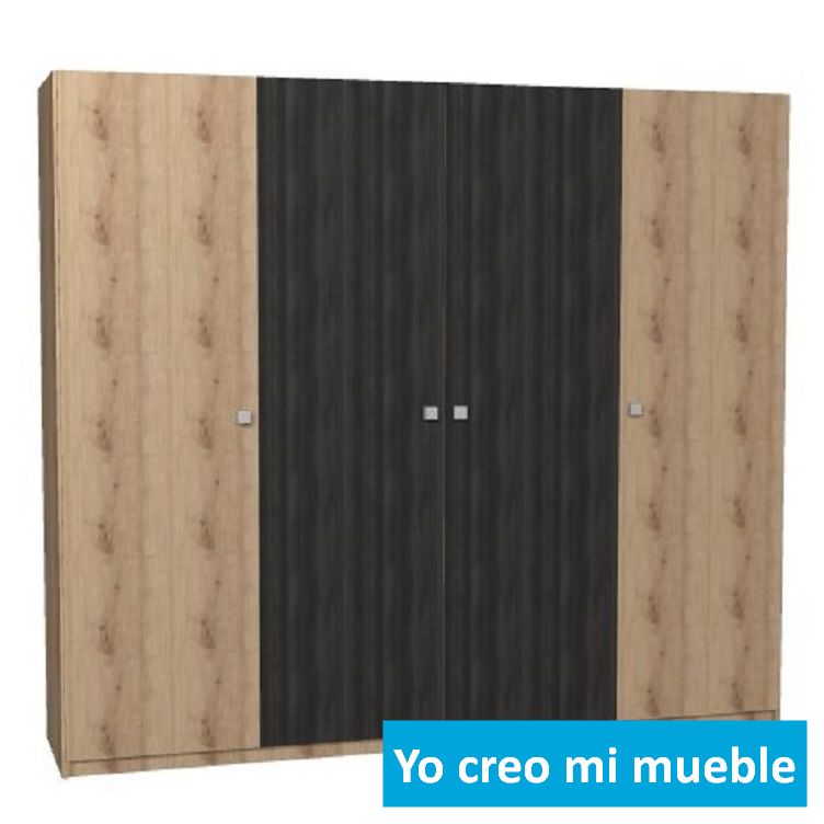 Armario con puertas abatibles en madera y negro
