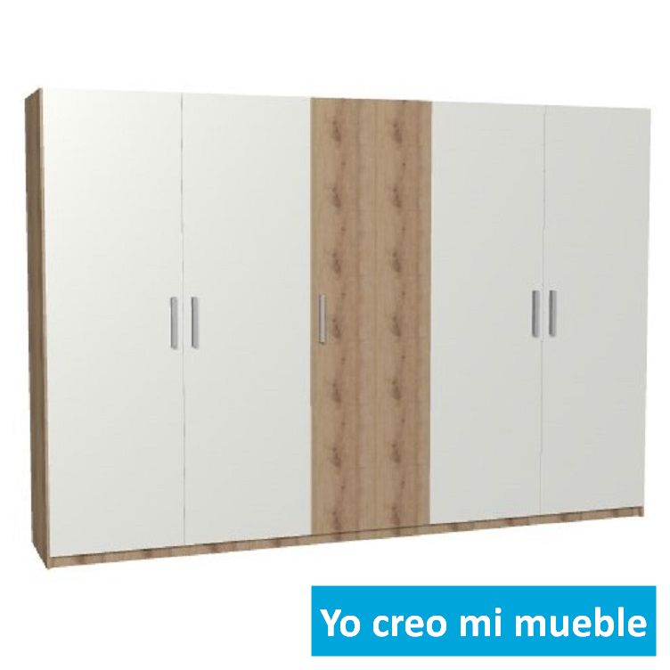 Aramario con puertas abatibles en madera y blanco