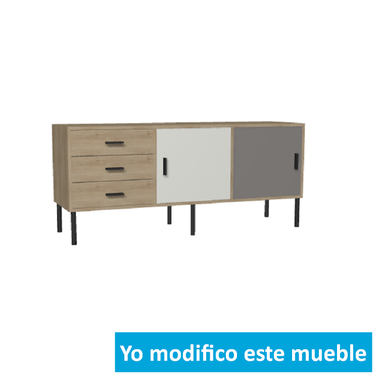 Alacena en madera, gris y blanco