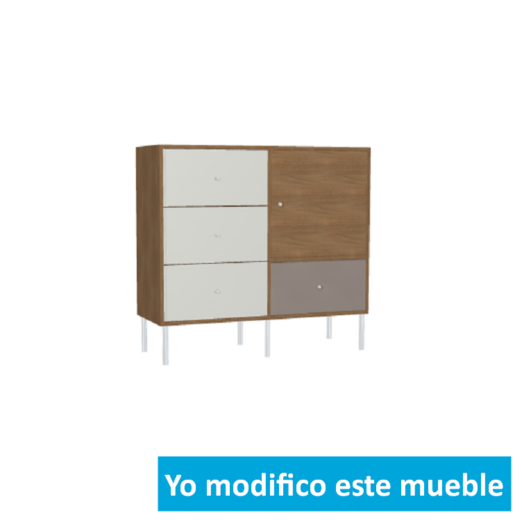 Alacena en madera gris y blanca