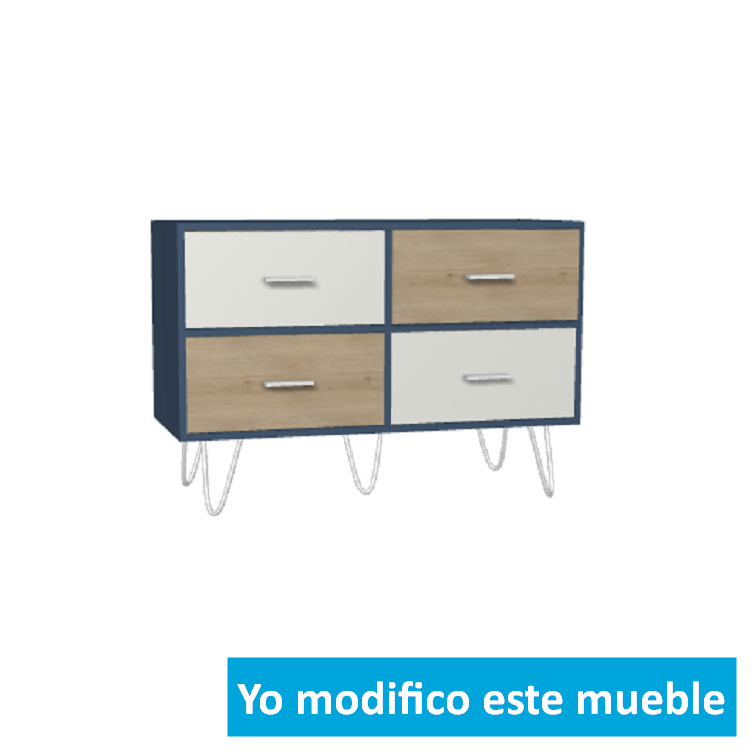 Alacena en madera azul y blanco