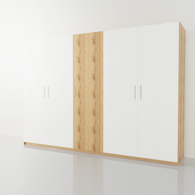 Aramario con puertas abatibles en madera y blanco