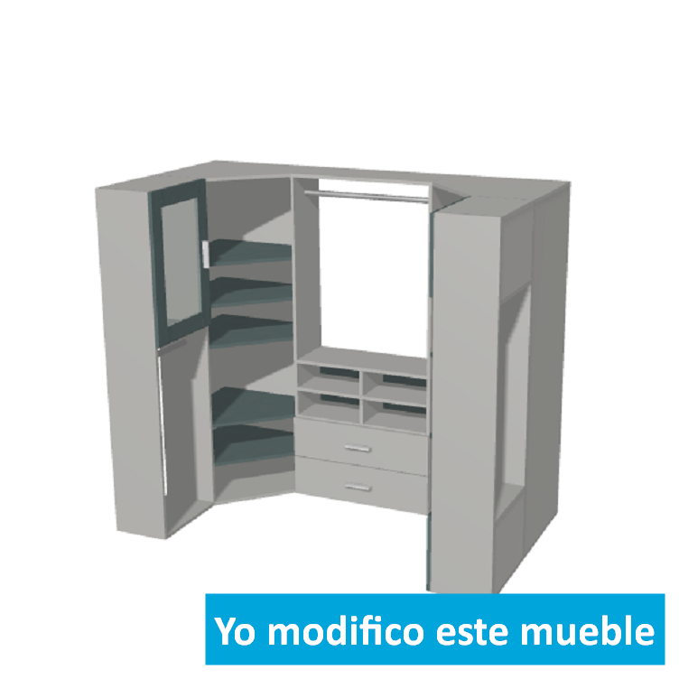 Armario en U a medida gris