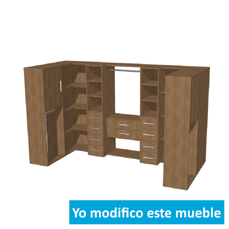 Armario en U a medida en madera