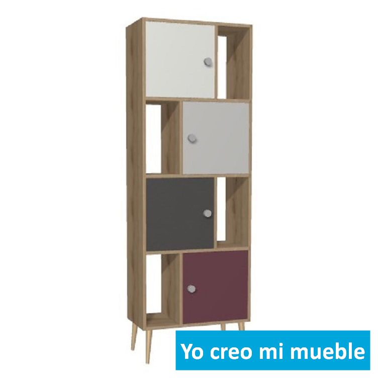 librería y estantería blanca, rosa y gris