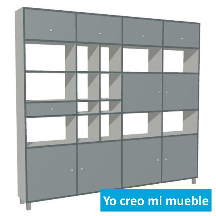librería y estantería blanca y gris