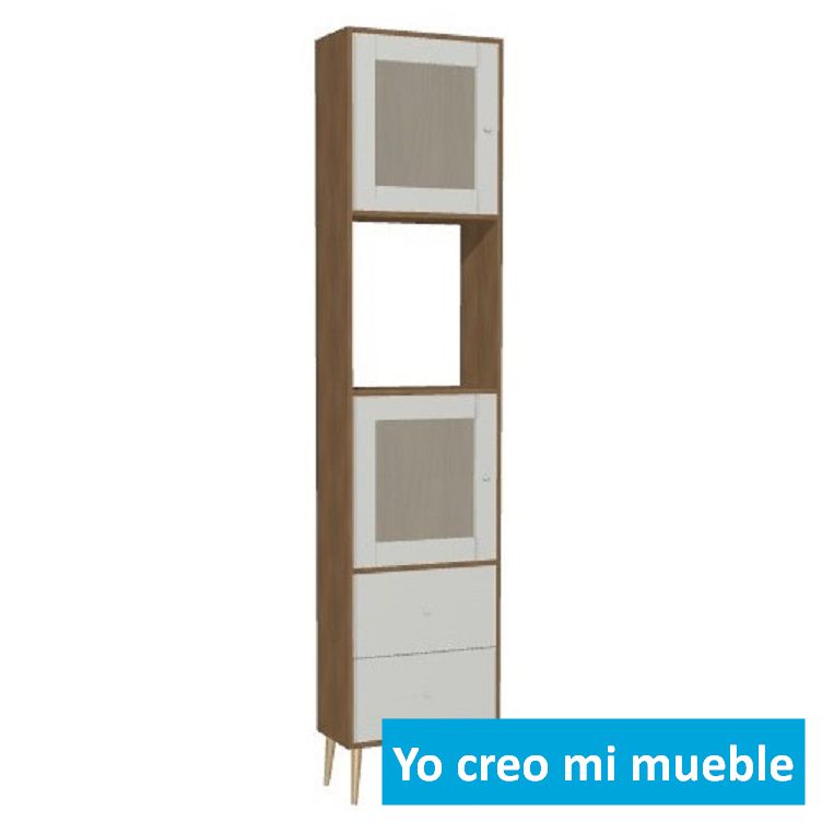 librería y estantería en madera y blanca