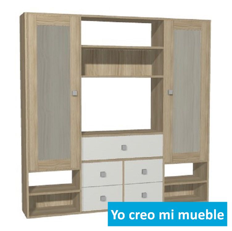 librería y estantería en madera y blanca