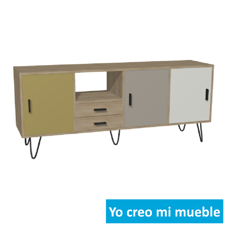 comoda verd egris y blanca