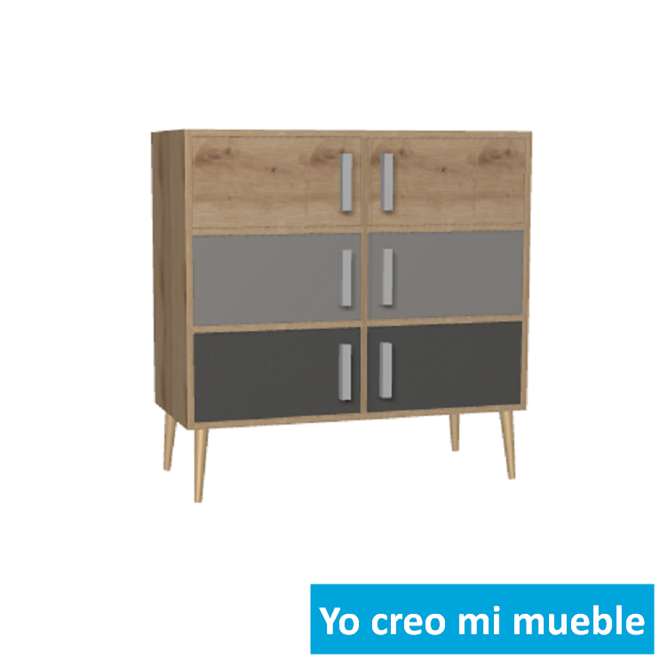 comoda en madera y gris