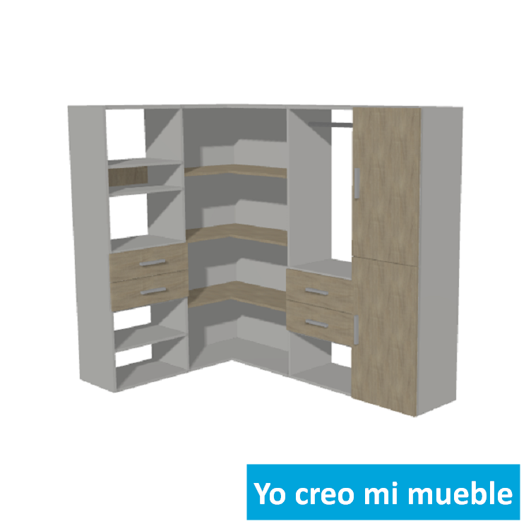 vestidore en "L" a medida blanco y en madera