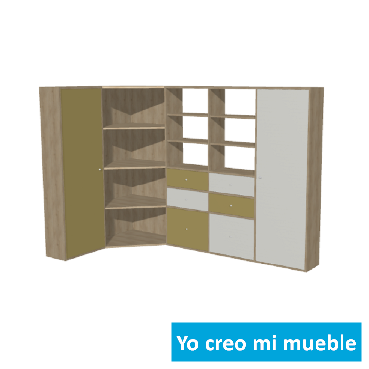 vestidore en "L" a medida blanco, verde y en madera
