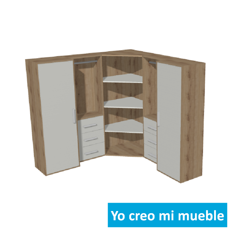 vestidore en "L" a medida blanco y en madera