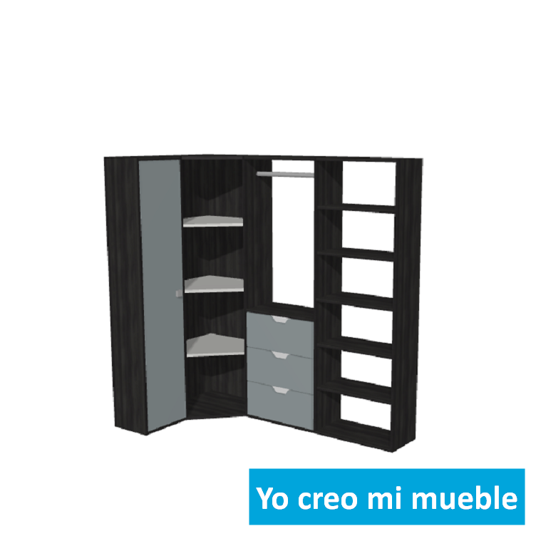 vestidore en "L" a medida negro y gris