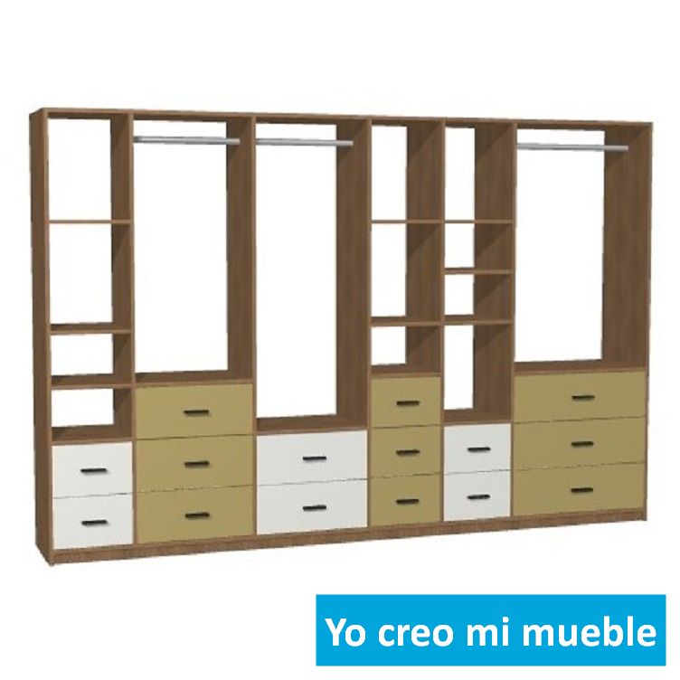 vestidor sin puertas en madera blanco y verde