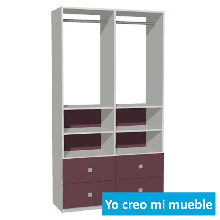 vestidor sin puertas blanco y rojo