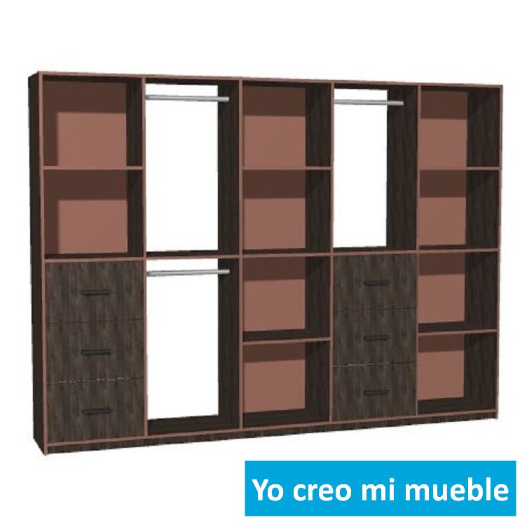 vestidor sin puertas negro y rosa