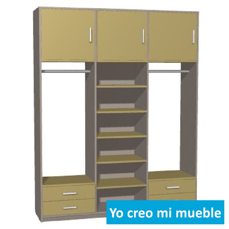 vestidor sin puertas en madera y verde