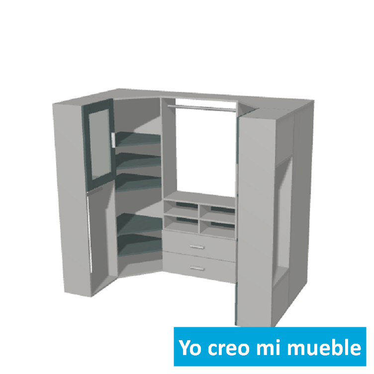 vestidore en "U" a medida blanco y gris