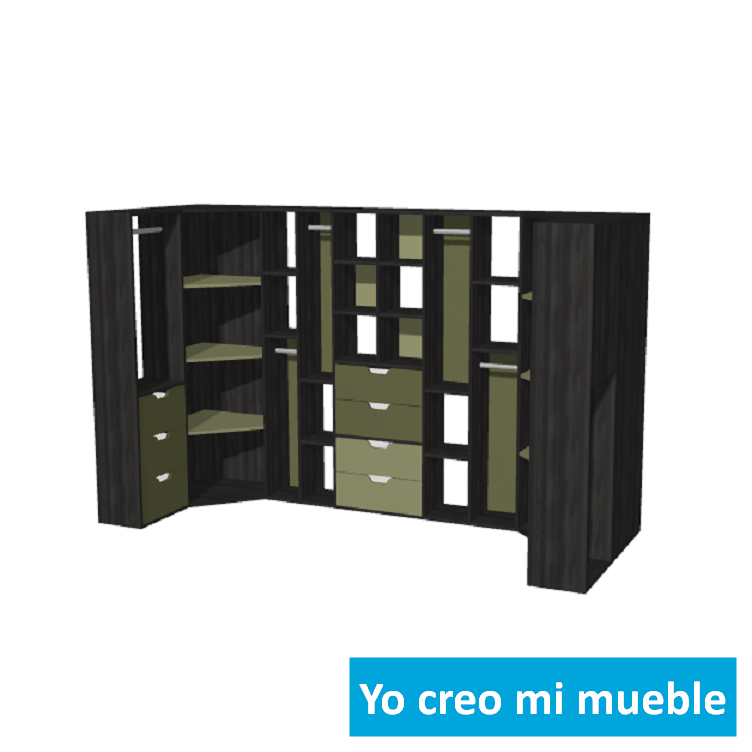 vestidore en "U" a medida negro y verde
