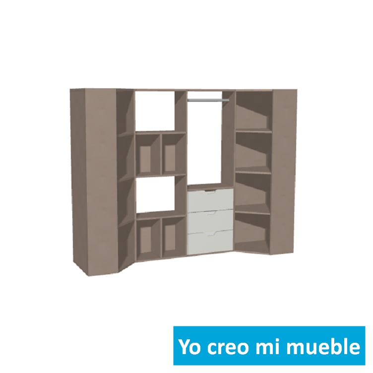 vestidore en "U" a medida gris y blanco