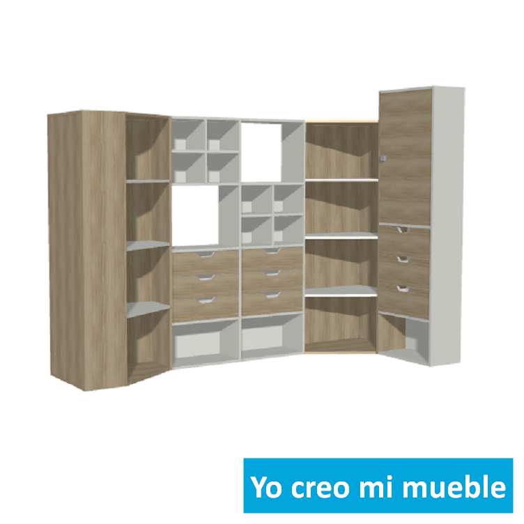 vestidore en "U" a medida en madera y blanco
