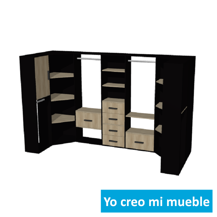 vestidore en "U" a medida en madera y negro
