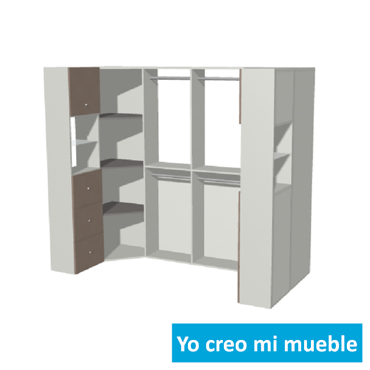 vestidore en "U" a medida en madera y blanco