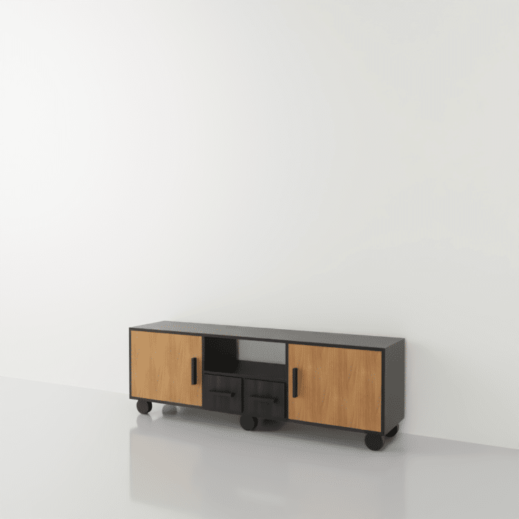 mueble para TV en madera y negro