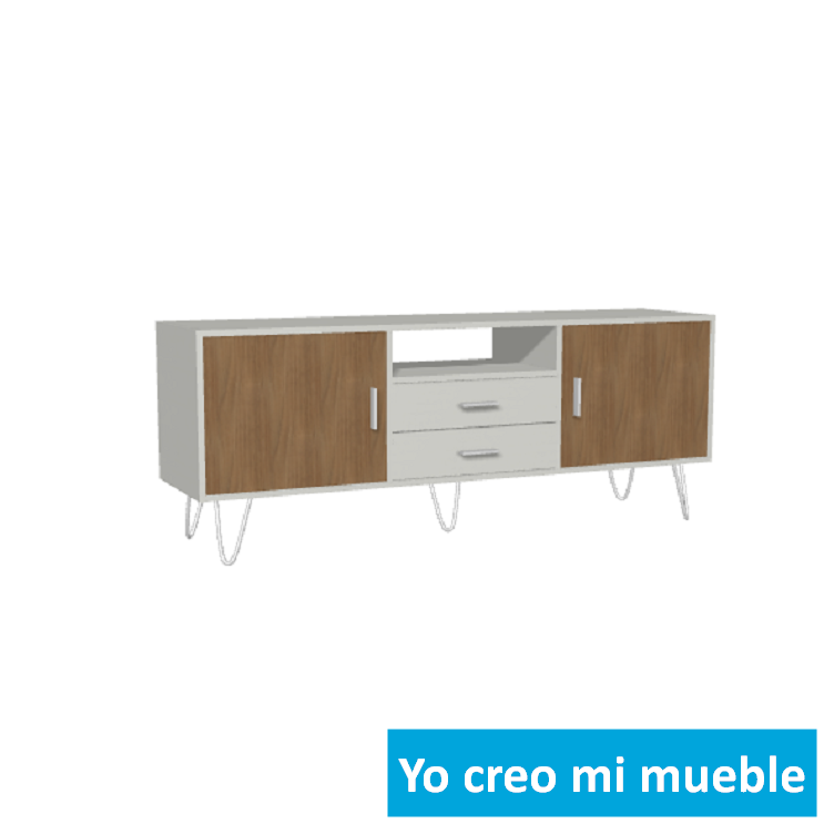 mueble para TV en madera y blanco