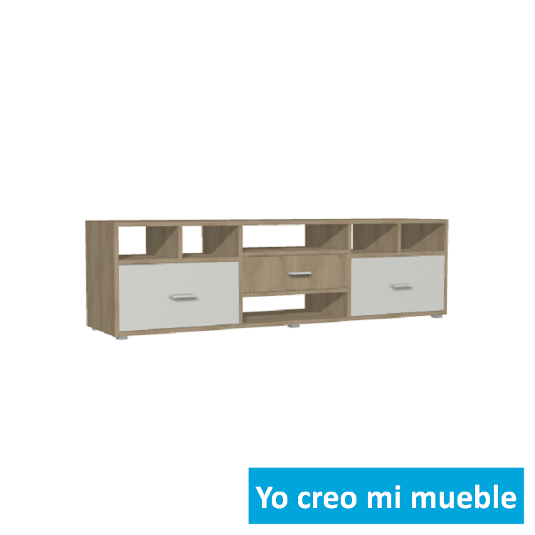 mueble para TV en madera y blanco