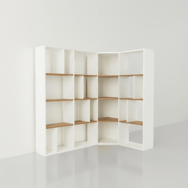 mueble esquinero blanco y en madera