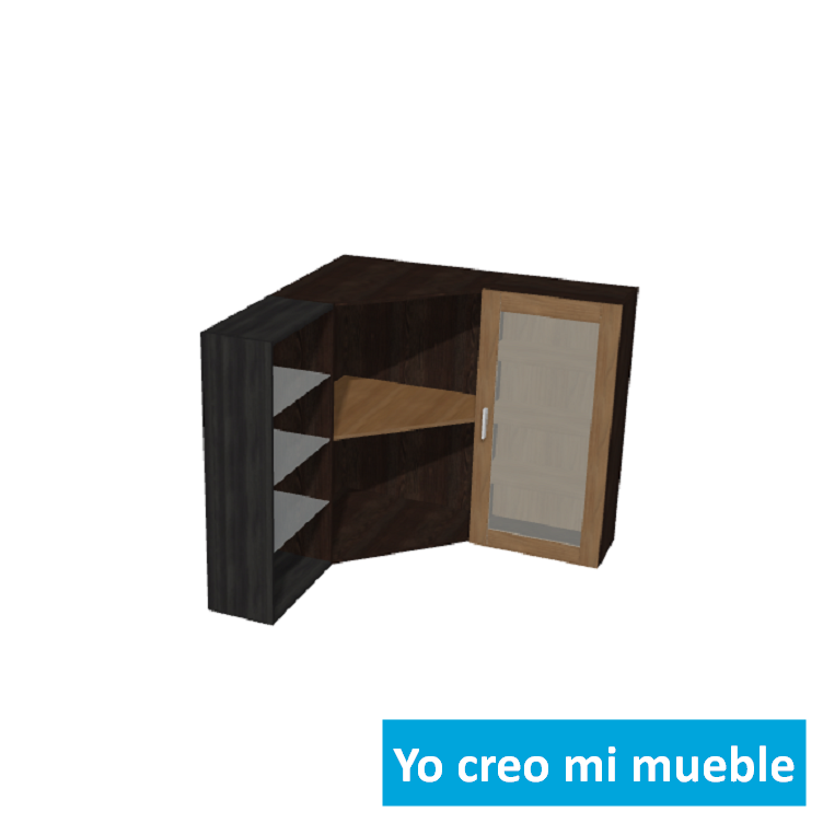 mueble tv esquinero en madera y negro