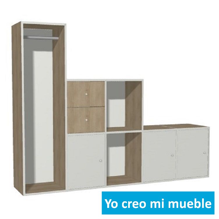 mueble bajo escalera blanco y en madera