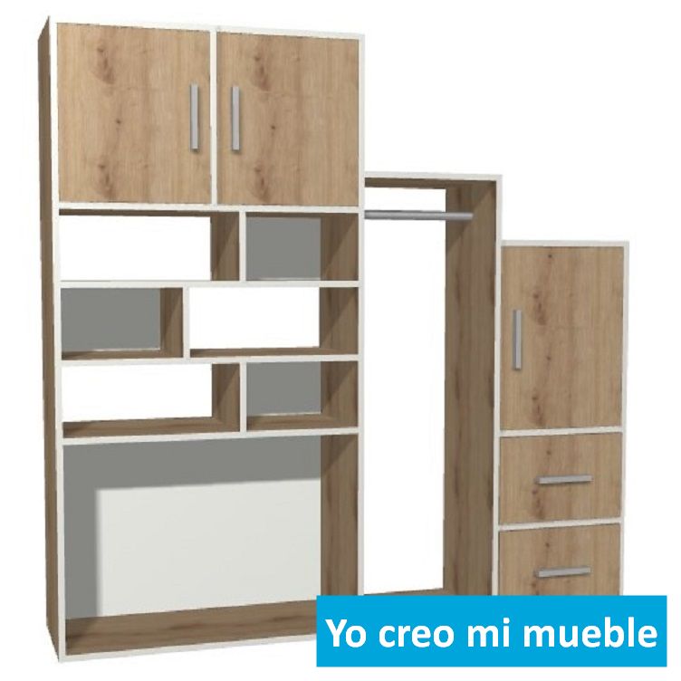 mueble bajo escalera blanco y en madera
