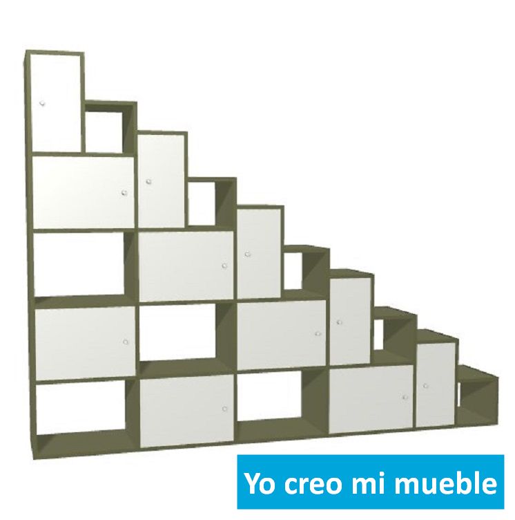 mueble bajo escalera blanco y verde