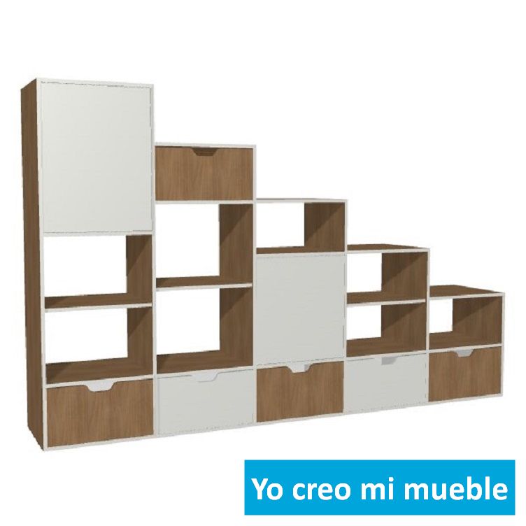 mueble bajo escalera blanco y en madera