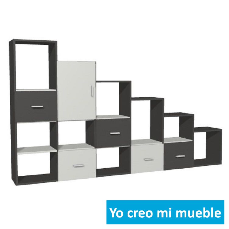 mueble bajo escalera blanco y negro