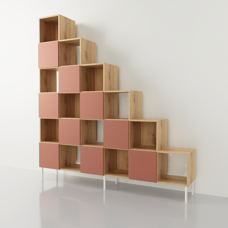 mueble bajo escalera rosa