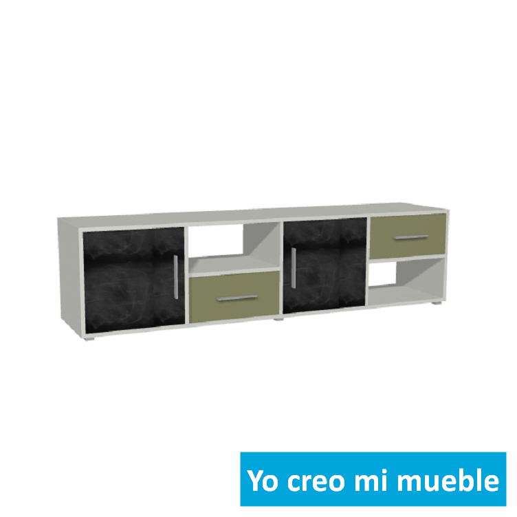 mueble para TV, blanco, verde y en tiza