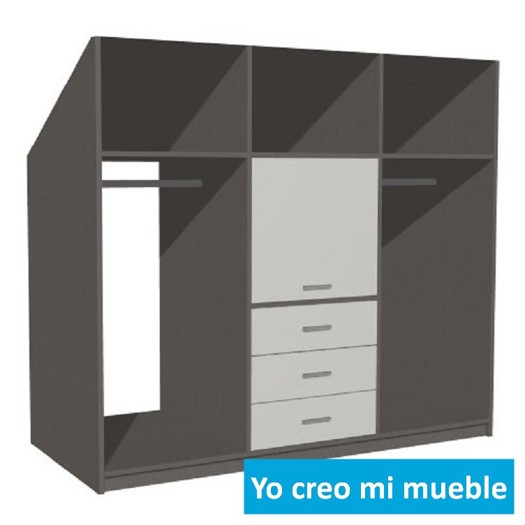 mueble para buhardillas gris y blanco
