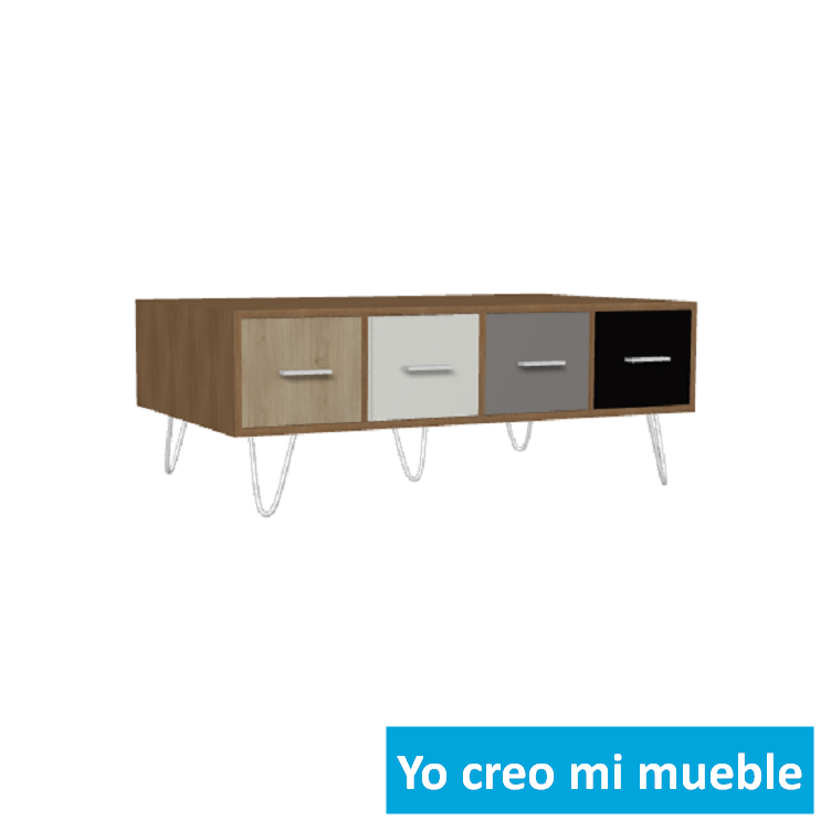 mueble para TV, en madera, blanco, gris y negro