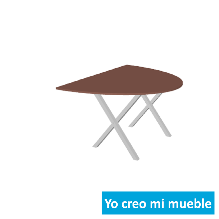 mesa semi-redonda con pies blancos