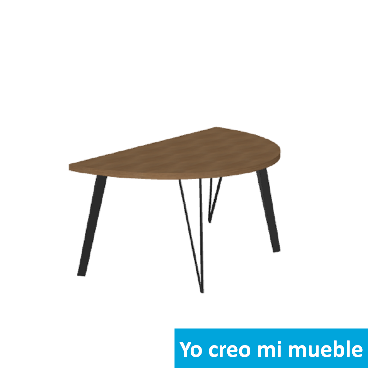 mesa semi-redonda con pies negros