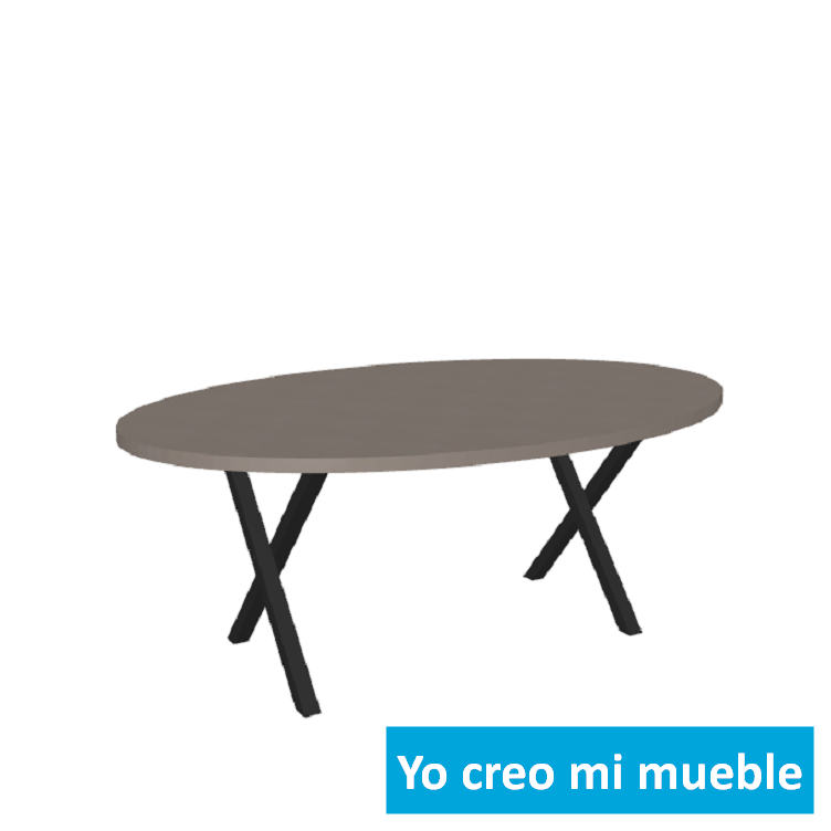 mesa ovalada con pies negros