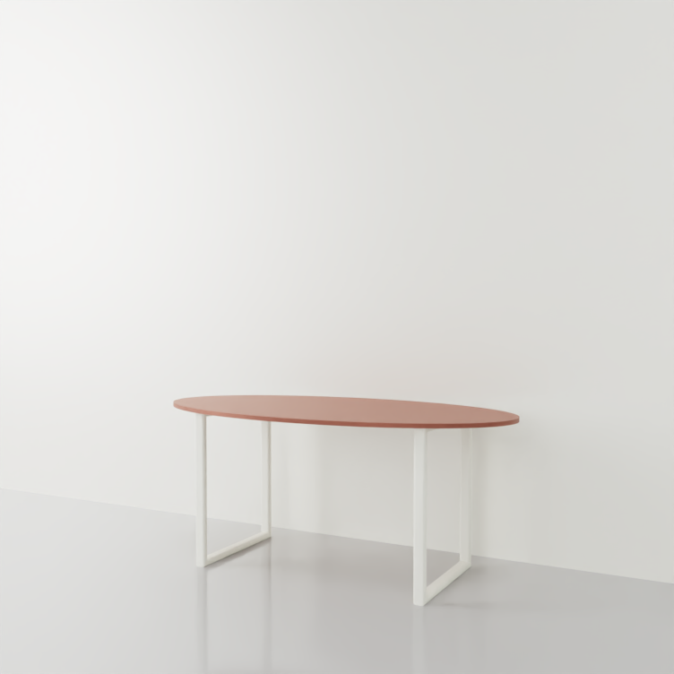 mesa ovalada a medida con pies en aluminio